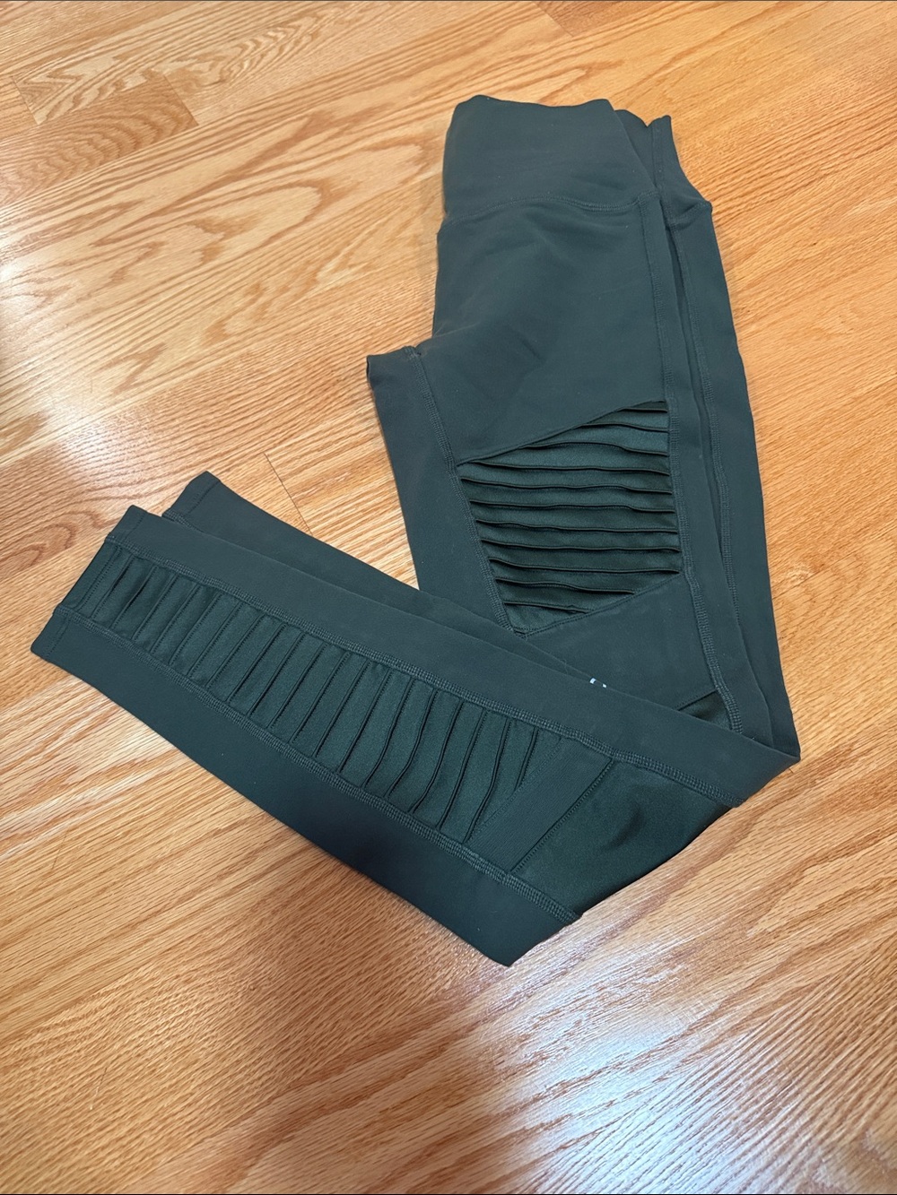 Forest green Ribbed Panel Leggings